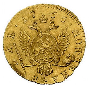 rubel 1756, Petersburg, Bitkin 42, Fr. 100, złoto, 1.61...