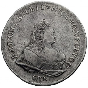 rubel 1742, Petersburg, Aw: Popiersie i napis wokoło, R...