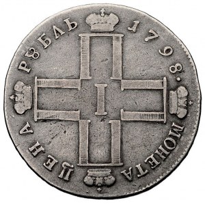rubel 1798, Petersburg, Aw: Monogram w kształcie krzyża...