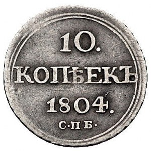 10 kopiejek 1804, Petersburg, Bitkin 58 (R), Uzd. 1356,...