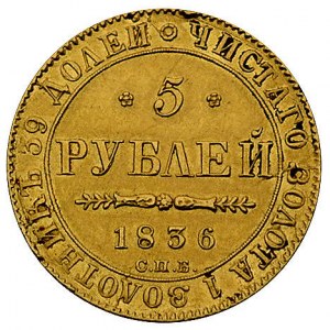 5 rubli 1836, Petersburg, Bitkin 13, Fr. 138, złoto, 6....