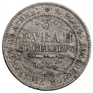 3 ruble 1838, Petersburg, Bitkin 87 (R), Fr. 143, platy...