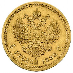 5 rubli 1888, Petersburg, Bitkin 29, Fr. 151, złoto, 6....