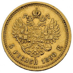 5 rubli 1890, Petersburg, Bitkin 35, Fr. 151, złoto, 6....