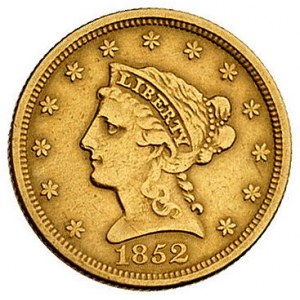 2 1/2 dolara 1852, Filadelfia, Fr. 114, złoto, 4.10 g