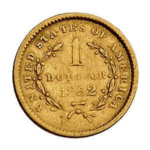 1 dolar 1852, Filadelfia, Fr. 84, złoto, 1.65 g
