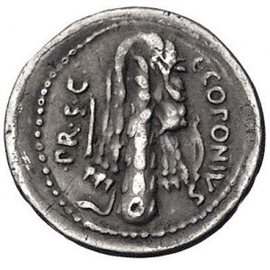 Q. Sicinius i C. Coponius około 49 r pne, denar, Aw: Po...