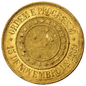 Republika 1889-, 20.000 reis 1893, Fr. 124, złoto, 17.9...