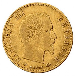 5 franków 1856/A, Paryż, Fr. 578a, złoto, 1.58 g