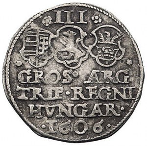 Stefan Bocskay 1605-1606, trojak 1606, Resch 88, Buzdug...