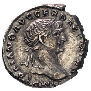 Trajan 98-117, denar, Aw: Popiersie w prawo i napis w o...