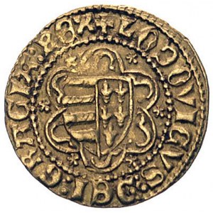 goldgulden 1353-1357, Buda lub Pecs, Aw: Tarcza herbowa...