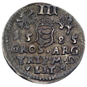 trojak 1585, Wilno, odmiana z herbem Prus pod popiersie...