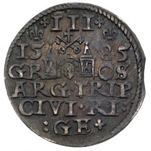 trojak 1585, Ryga, odmiana z dużą głową króla, Kurp. 45...