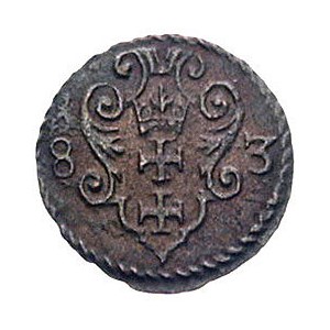 denar 1583, Gdańsk, Kurp. 369 (R2), Gum. 786, T. 3, cie...