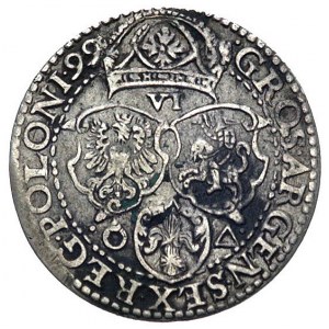 szóstak 1599, Malbork, odmiana z małą głową króla nieco...