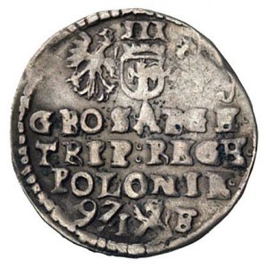 trojak 1597 Lublin, data 97 i herb Lewart bez tarczy, W...