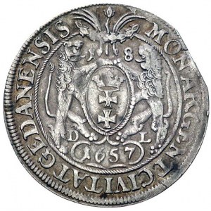 ort 1657, Gdańsk, Kurp. 853 (R), Gum. 1911, moneta z ko...