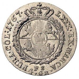 złotówka 1767, Warszawa, cyfry daty rozstawione szeroko...