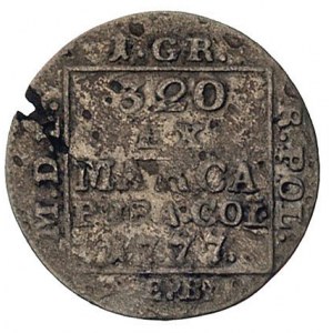 1 grosz srebrny 1777, Warszawa, Plage 226, wada blachy,...