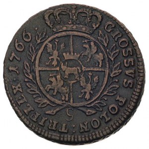 trojak 1766, Kraków, odmiana z popiersiem króla w zbroi...
