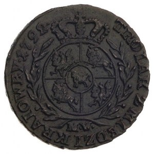trojak z miedzi krajowej, 1792, Warszawa, litery M-W, P...
