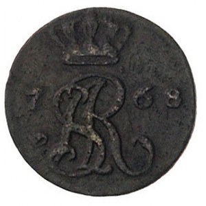szeląg 1768, Kraków, średni monogram królewski, Plage 6...