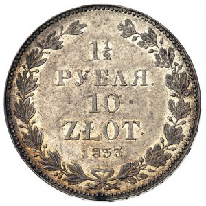 1 1/2 rubla = 10 złotych 1833, Petersburg, Plage 313, B...