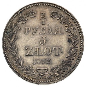 3/4 rubla = 5 złotych 1833, Petersburg, Plage 343, Bitk...