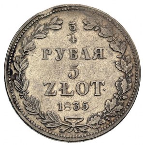 3/4 rubla = 5 złotych 1835, Warszawa, Plage 348, Bitkin...
