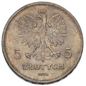 5 złotych 1928, Warszawa, Nike, Parchimowicz 114 a, pat...