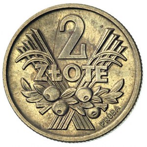 2 złote 1958, na rewersie wypukły napis PRÓBA, Parchimo...