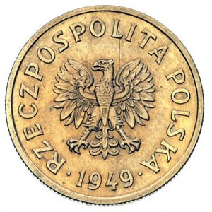 50 groszy 1949, na rewersie wklęsły napis PRÓBA, Parchi...