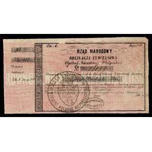 obligacja tymczasowa na 100 złotych 1863 z numerem i pi...