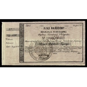 obligacja tymczasowa na 1.000 złotych 1863 z numeracją ...