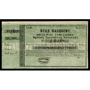 obligacja tymczasowa na 5.000 złotych 1863 z dwukrotną ...