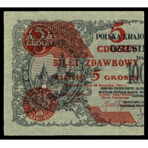 5 groszy 28.04.1924, 2 sztuki lewa i prawa strona, Miłc...