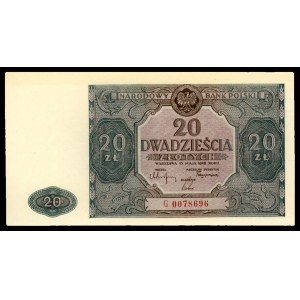 20 złotych 15.05.1946, seria G, Miłczak 127b, na górnym...