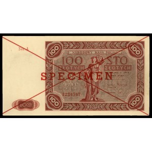 100 złotych 15.07.1947, Ser. A 1234567, SPECIMEN, Miłcz...