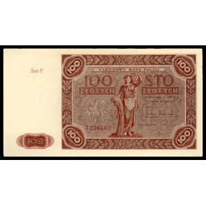 100 złotych 15.07.1947, seria F, Miłczak 131b, na stron...