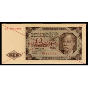 10 złotych 1.07.1948, seria AD 1234567 AD 8900000, SPEC...