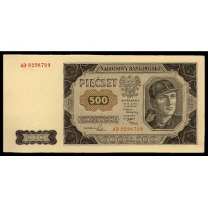 500 złotych 1.07.1948, seria AD, Miłczak 140b, rzadkie