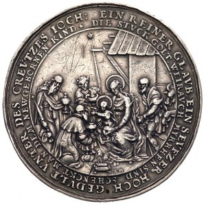 medal religijny Sebastiana Dadlera 1635 r, Aw: Dziecię ...