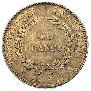 40 franków An XI (1802/1803) A, Paryż, Fr. 479, złoto 1...