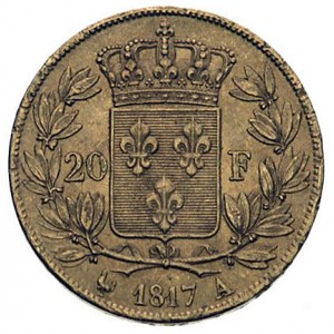 20 franków 1817 A, Paryż, Fr. 538, złoto 6.44 g