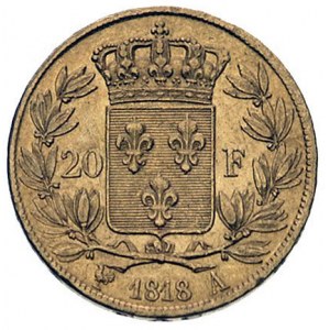 20 franków 1818 A, Paryż, Fr. 538, złoto 6.46 g