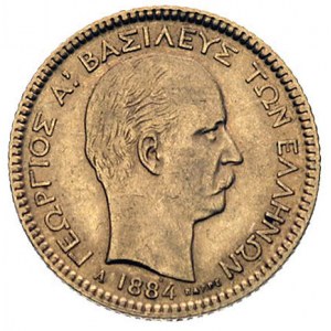 Jerzy I 1863-1913, 20 drachm 1884 A, Paryż, Fr. 18, zło...