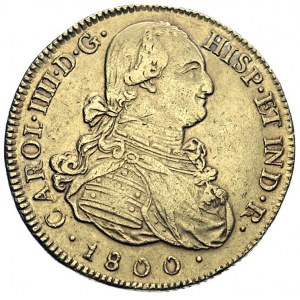 Karol IV 1788-1808, 8 escudo 1800/P-JF, Popayan, Cayon ...