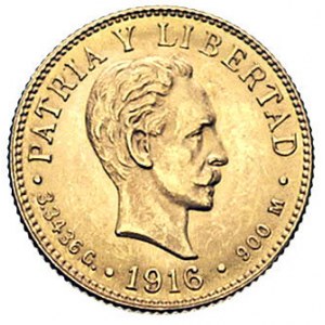 2 peso 1916, Filadelfia, Fr. 6, złoto 3.34 g