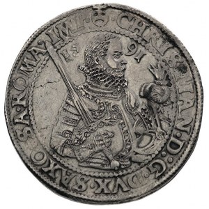 Krystian I 1586-1591, talar 1591, Aw: Półpostać i napis...